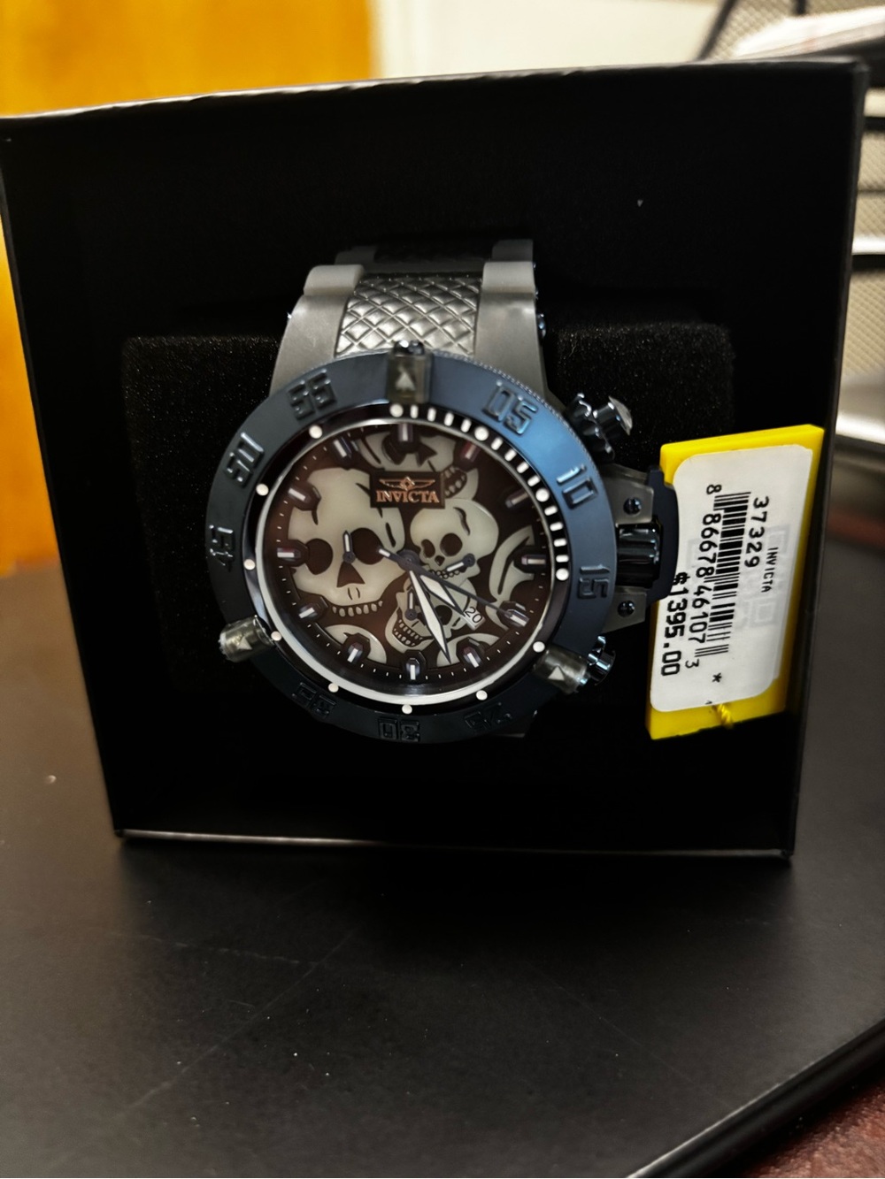 INVICTA Subaqua Chronograph Quartz Black Dial Skull Men's Watch 37329 New - Picture 10 of 11